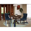 Pemberly Row 3-Piece Small Navy Blue Dinette Set with Round Wooden Table