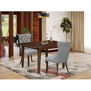 Pemberly Row 3-Piece Kitchen Set with Butterfly Leaf in Mahogany/Light Gray