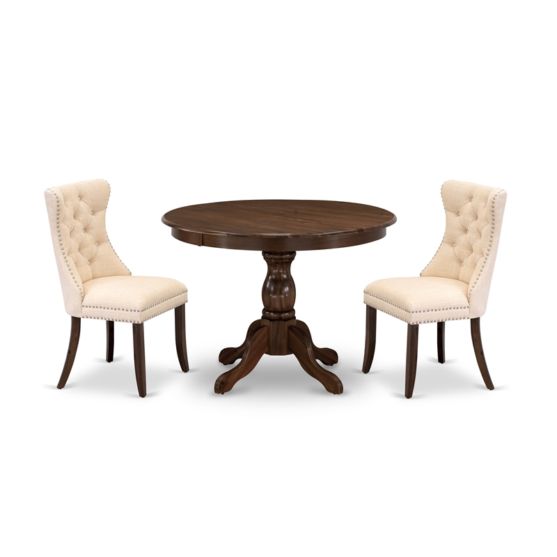Pemberly Row 3-Piece Kitchen Table Set with Antique Walnut Finish
