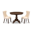 Pemberly Row 3-Piece Kitchen Table Set with Antique Walnut Finish