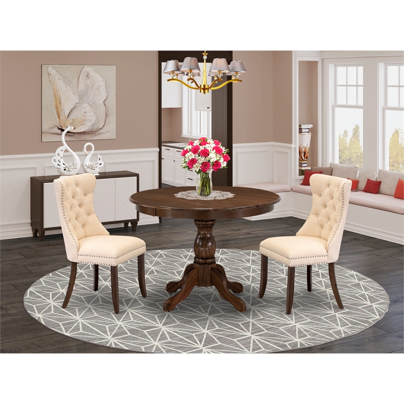Pemberly Row 3-Piece Kitchen Table Set with Antique Walnut Finish