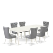Pemberly Row 7-Piece Dining Room Set in Linen White Light Gray
