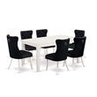 Pemberly Row 7-Piece Modern Dining Table Set in Linen White and Black