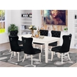 Pemberly Row 7-Piece Modern Dining Table Set in Linen White and Black