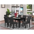 Pemberly Row 7-Piece Modern Dining Table Set with Rubberwood Frame in Black