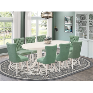 Pemberly Row 9-Piece Dining Room Set with Butterfly Leaf Table in Linen White