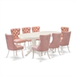 Pemberly Row 9-Piece Dining Table Set with Butterfly Leaf in Linen White
