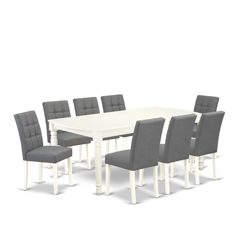 Pemberly Row 9-Piece Dining Set with Butterfly Leaf Table in Linen White