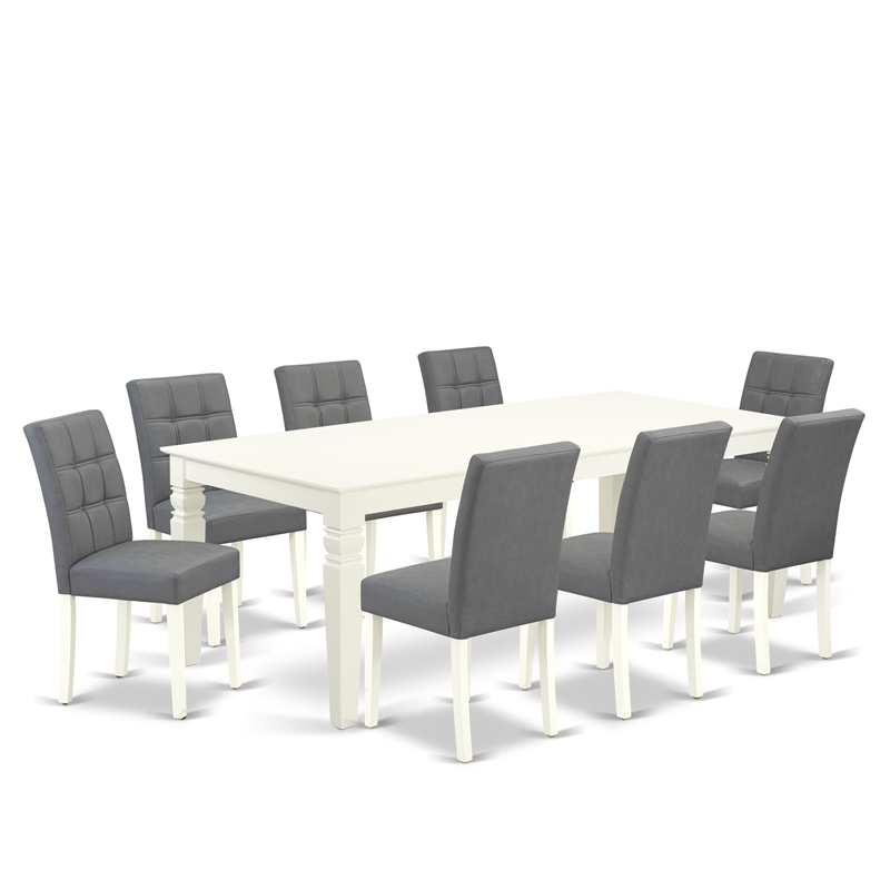 Pemberly Row 9-Piece Dining Set with Butterfly Leaf Table in Linen White