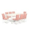 Pemberly Row 9-Piece Dining Set with Butterfly Leaf Table in Beige Red