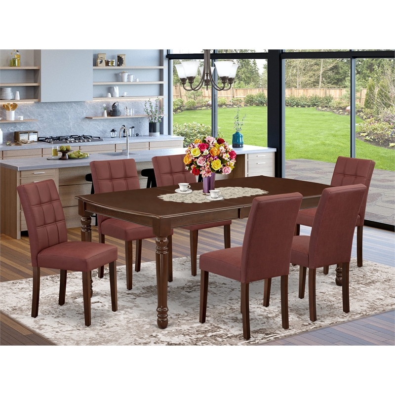Pemberly Row 7-Piece Mahogany Dining Set with Rectangular Butterfly Table