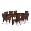Pemberly Row 9-Piece Dinette Set with Mahogany Table and Burgundy Chairs