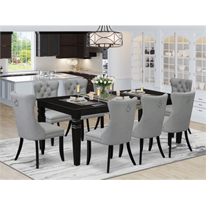 Pemberly Row 9-Piece Dining Set with Light Gray Faux Leather Chairs