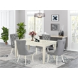 Pemberly Row 5-Piece Dining Table Set in Linen White and Light Gray