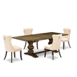 Pemberly Row 5-Piece Dining Set with Butterfly Leaf in Jacobean Finish