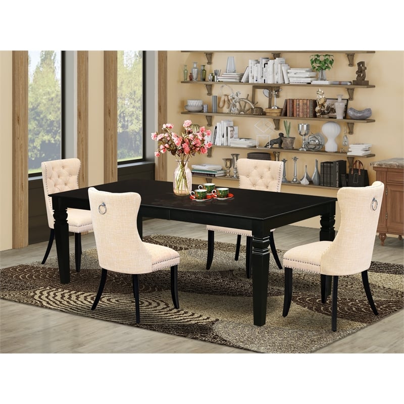 Pemberly Row 5-Piece Dining Set with Butterfly Leaf in Black Finish