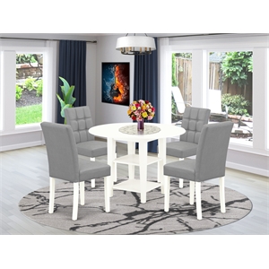 Pemberly Row 5-Piece Round Kitchen Table Set with Rubber Wood Frame