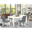 Pemberly Row 5-Piece Dining Table Set with Rubber Wood Frame in White