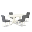 Pemberly Row 5-Piece Dining Table Set in Linen White and Platinum Gray