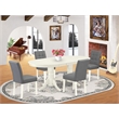 Pemberly Row 5-Piece Dining Table Set in Linen White and Platinum Gray