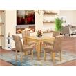 Pemberly Row 5-Pc Dining Table Set with Faux Leather in Oak/Brown
