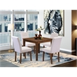 Pemberly Row 5-Pc Dining Table Set Square in Walnut/Mist Beige Linen