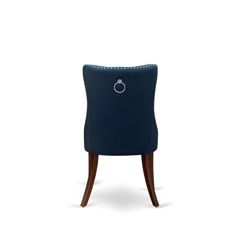 Pemberly Row 7-Piece Dining Room Set in Mahogany/Navy Blue with Faux Leather