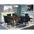 Pemberly Row 7-Piece Dining Room Set in Mahogany/Navy Blue with Faux Leather