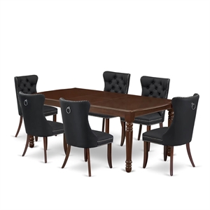 Pemberly Row 7-Piece Kitchen Table Set in Mahogany Dark Gray