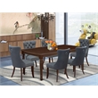 Pemberly Row 7-Piece Kitchen Table Set in Mahogany Platinum Gray