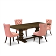 Pemberly Row 5-Piece Kitchen Set in Beige Red with Butterfly Leaf Tabletop