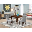 Pemberly Row 5-Piece Kitchen Table Set in Mahogany/Light Gray Upholstery