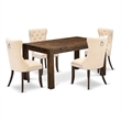 Pemberly Row 5-Piece Dining Table Set Wood Distressed Jacobean Light Beige