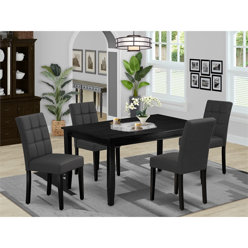 Pemberly Row 5-Piece Dining Set with Rectangular Table and Faux Leather Chairs