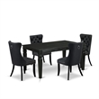 Pemberly Row 5-Piece Kitchen Table Set in Black with Faux Leather Chairs