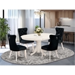 Pemberly Row 5-Piece Oval Kitchen Table Set in Linen White and Black