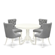 Pemberly Row 5-Piece Dining Table Set with Pedestal Base and Gray Chairs