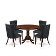 Pemberly Row 5-Piece Mahogany Dining Set with Dark Gray Tufted Chairs