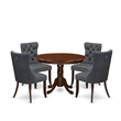 Pemberly Row Mahogany 5-Piece Dining Set with Platinum Gray Upholstery