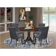 Pemberly Row Mahogany 5-Piece Dining Set with Platinum Gray Upholstery