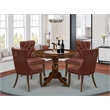 Pemberly Row 5-Piece Dining Table Set in Faux Leather Antique Walnut