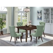 Pemberly Row 5-Piece Dinette Set with Mahogany Table & Willow Green Chairs