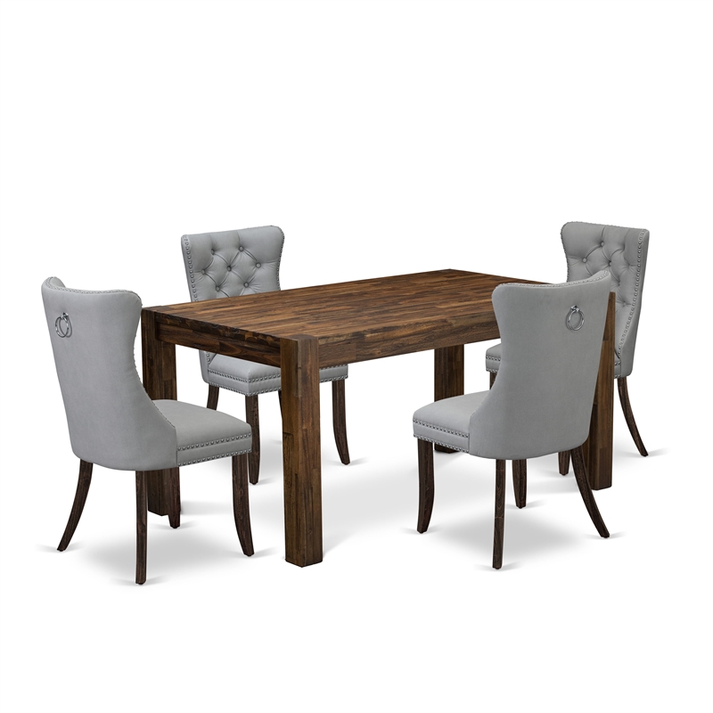 Pemberly Row 5-Piece Kitchen Table Set Distressed Jacobean Light Gray Chairs