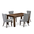 Pemberly Row 5-Piece Kitchen Table Set Distressed Jacobean Light Gray Chairs