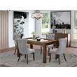 Pemberly Row 5-Piece Kitchen Table Set Distressed Jacobean Light Gray Chairs