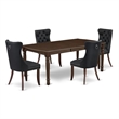 Pemberly Row 5-Piece Dining Table Set in Wood Mahogany & Dark Gray