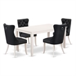 Pemberly Row 5-Piece Dining Set in Linen White/Dark Gray Faux Leather
