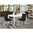 Pemberly Row 5-Piece Dining Set in Linen White/Dark Gray Faux Leather