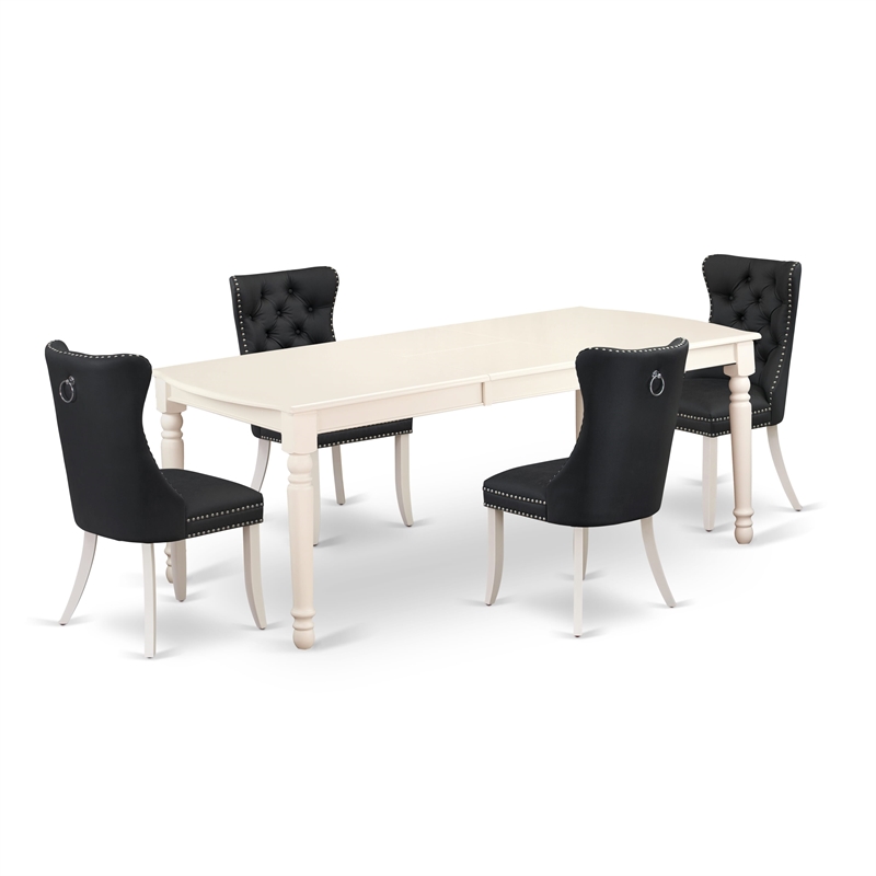 Pemberly Row 5-Piece Wood Dining Table Set in Linen White/Dark Gray