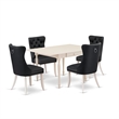 Pemberly Row 5-Piece Wooden Drop-Leaf Table Set in Linen White/Dark Gray